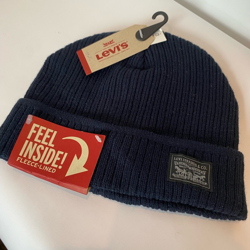 NWT Levi's Dark Blue Fleece-Lined Beanie